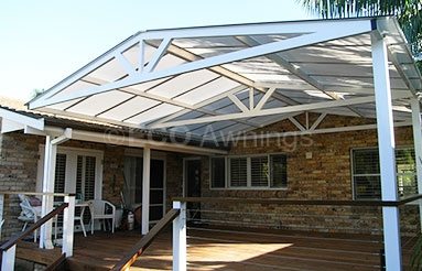 Gable roof polycarb awning
