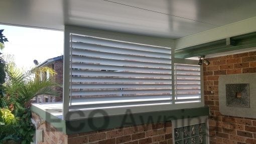 85mm adjustable louvers mounted with a pitched roof