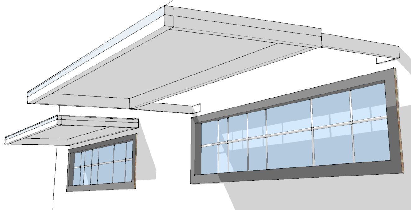 Sliding Slimline 100 awning over wall-mounted brackets