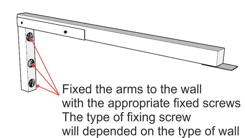 Assembled bracket and arm for Slimline 50 under eave awning Sydney — ready to fix to wall