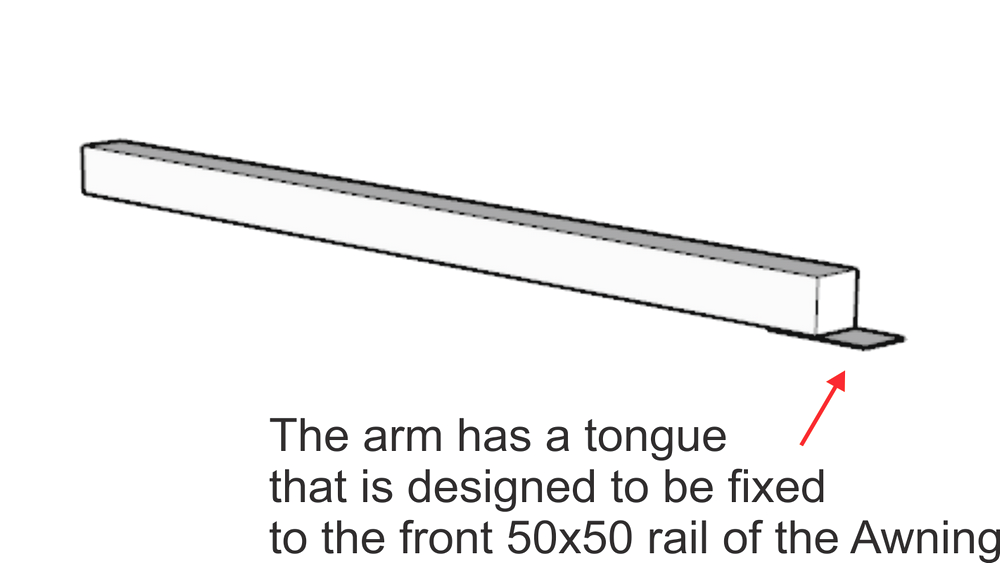 Slimline 50 cantilever arm showing tongue at front