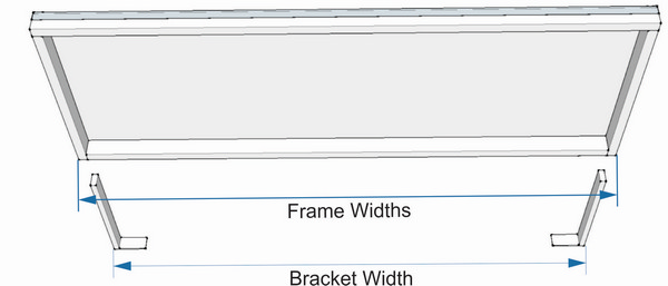 Slimline 100 frame width and bracket width measurement diagram