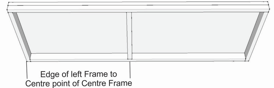 Measurement from outer edge of left frame to centre of centre frame