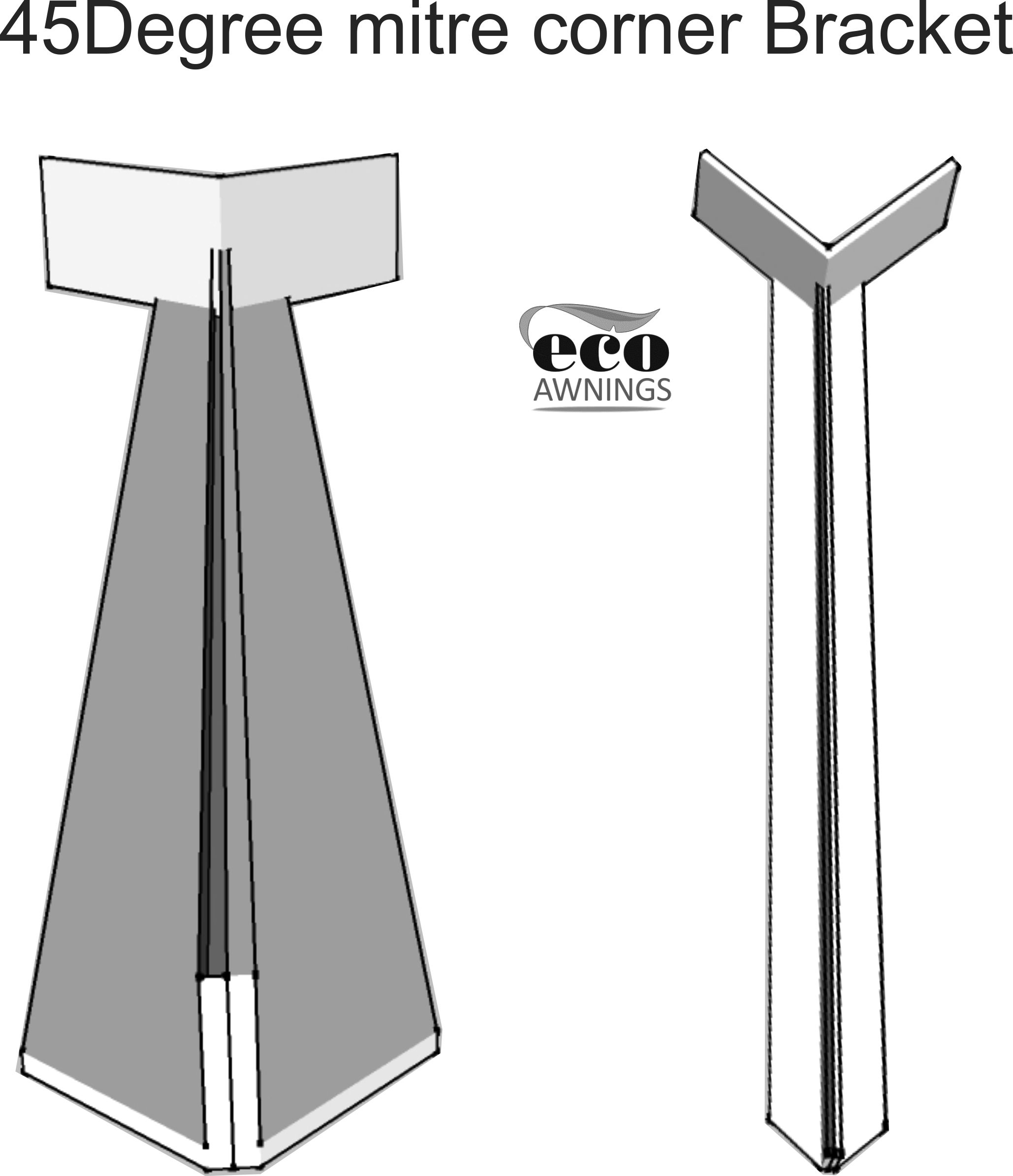 45 degree mitre corner bracket drawing for cantilever louvres
