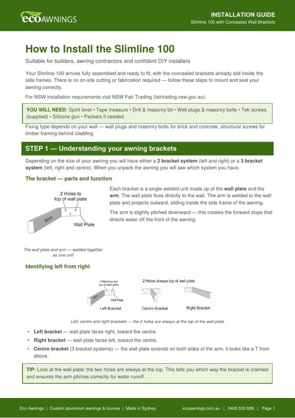 Slimline 100 installation guide cover
