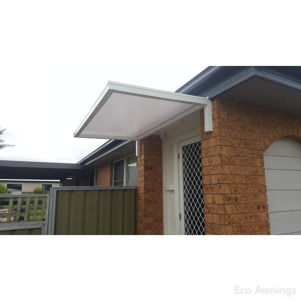 Slimline awning over a front door