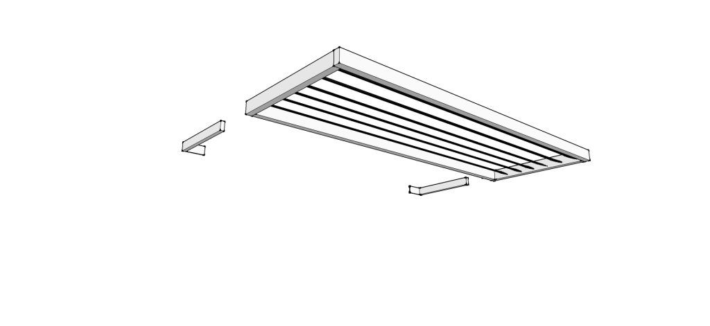 Slimline 160 Louvre drawing – one bay on two concealed brackets